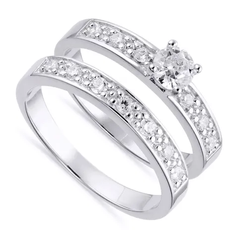 Breit weißem Zirkon Ring aus Silber