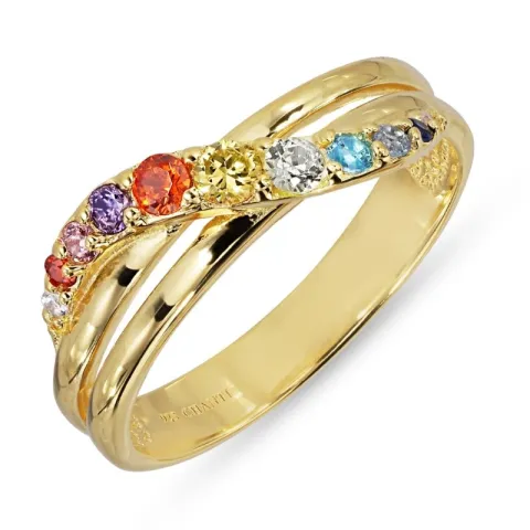 mehrfarbigem Zirkon Ring aus vergoldetem Sterlingsilber