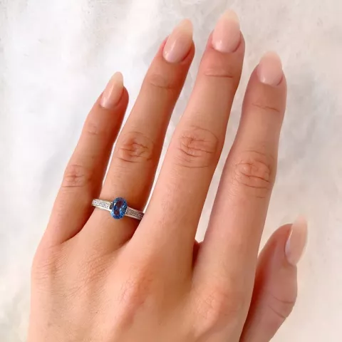 blauem Silber Ring aus rhodiniertem Silber