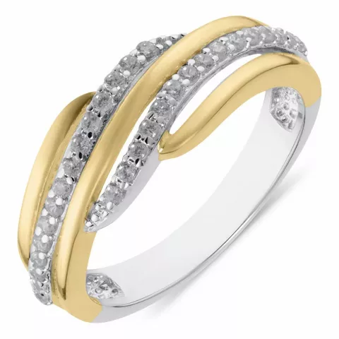 abstraktem Ring aus rhodiniertem Silber mit vergoldetem Sterlingsilber