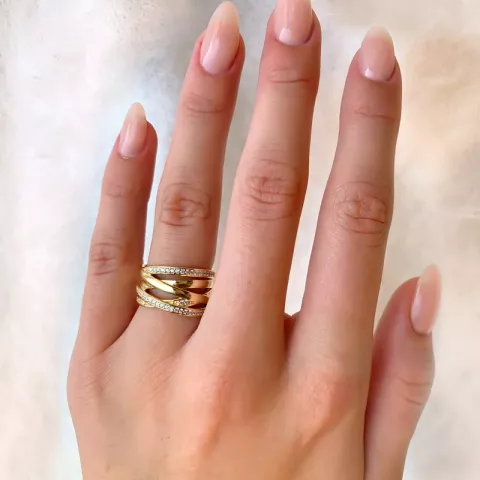 Polierter Zirkon Fingerring aus vergoldetem Sterlingsilber