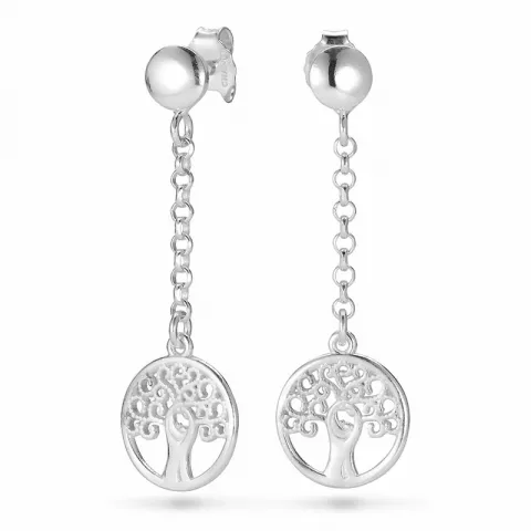 lange Lebensbaum Ohrringe in Silber