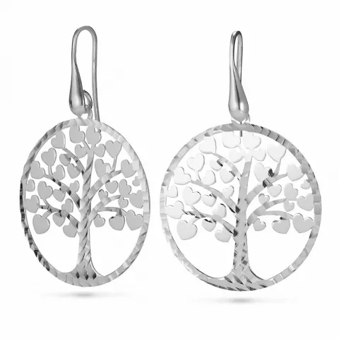 runden Lebensbaum Ohrringe in Silber