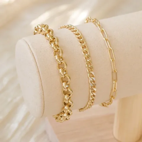 Armband aus vergoldetem Sterlingsilber 17 plus 3 cm x 3,6 mm