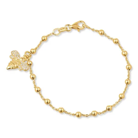 Biene Zirkon Armband aus vergoldetem Sterlingsilber und Anhänger aus vergoldetem Sterlingsilber