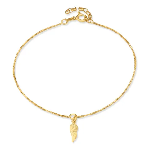 Feder Fußkette aus vergoldetem Sterlingsilber und Anhänger aus vergoldetem Sterlingsilber