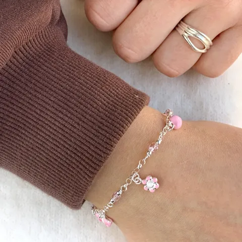 pink Kinderarmband aus Silber und Anhänger aus Silber