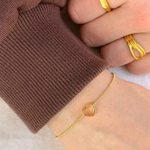 Herz Armband aus vergoldetem Sterlingsilber und Anhänger aus vergoldetem Sterlingsilber