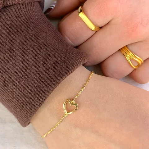 Herz Armband aus vergoldetem Sterlingsilber und Anhänger aus vergoldetem Sterlingsilber