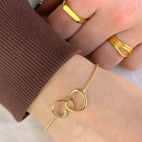 Herz Armband aus vergoldetem Sterlingsilber und Anhänger aus vergoldetem Sterlingsilber