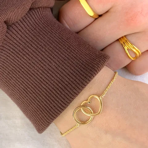 Herz Armband aus vergoldetem Sterlingsilber und Anhänger aus vergoldetem Sterlingsilber