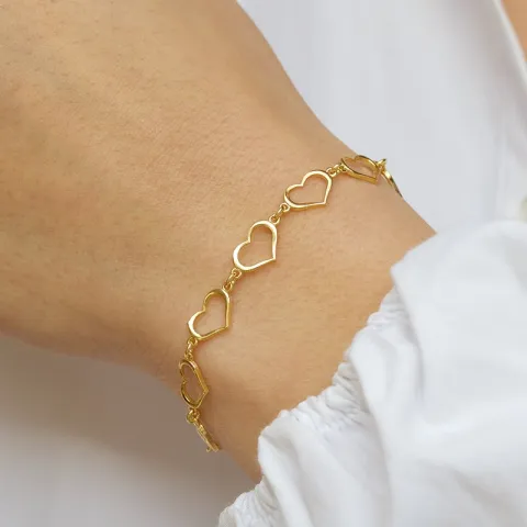 Herz Armband aus vergoldetem Sterlingsilber und Anhänger aus vergoldetem Sterlingsilber