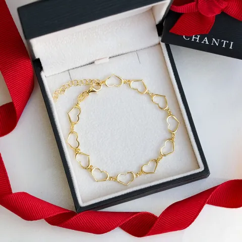 Herz Armband aus vergoldetem Sterlingsilber und Anhänger aus vergoldetem Sterlingsilber