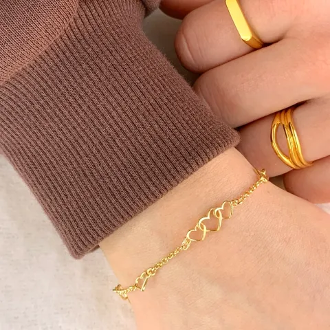 Herz Armband aus vergoldetem Sterlingsilber und Anhänger aus vergoldetem Sterlingsilber