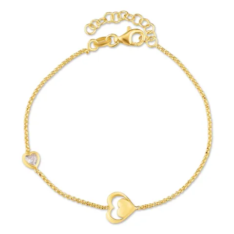 Herz Armband aus vergoldetem Sterlingsilber und Anhänger aus vergoldetem Sterlingsilber
