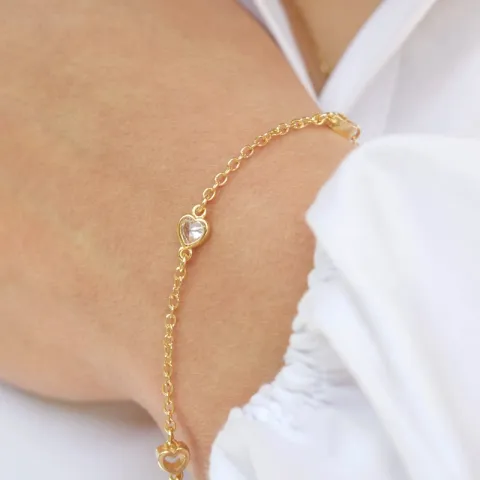 Herz Armband aus vergoldetem Sterlingsilber und Anhänger aus vergoldetem Sterlingsilber