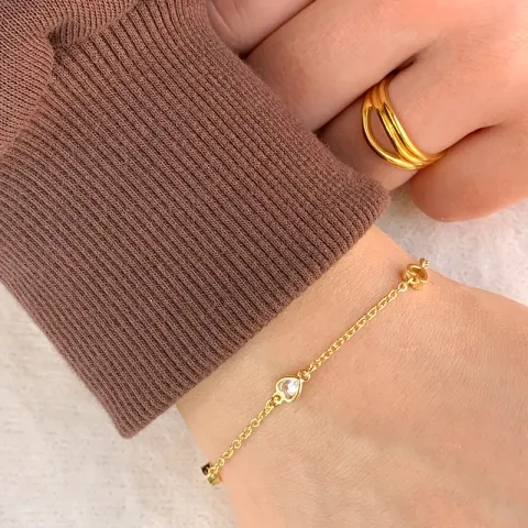 Herz Armband aus vergoldetem Sterlingsilber und Anhänger aus vergoldetem Sterlingsilber