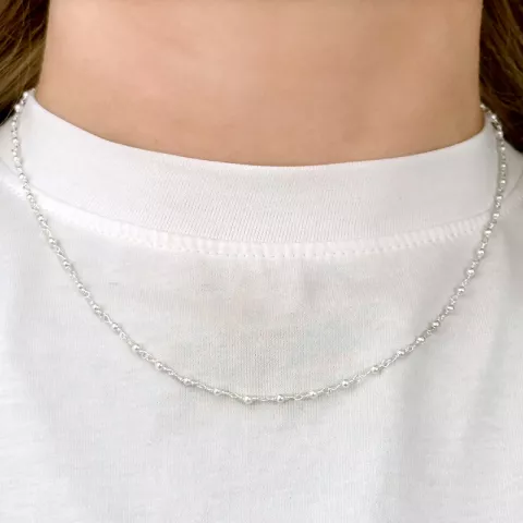 runder weißem Perle Halskette aus Silber 40 cm plus 5 cm x 2,7 mm