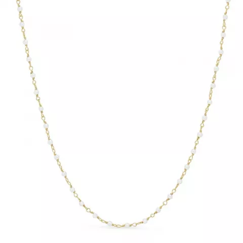 runder weißem Perle Halskette aus vergoldetem Sterlingsilber 40 cm plus 5 cm x 2,7 mm