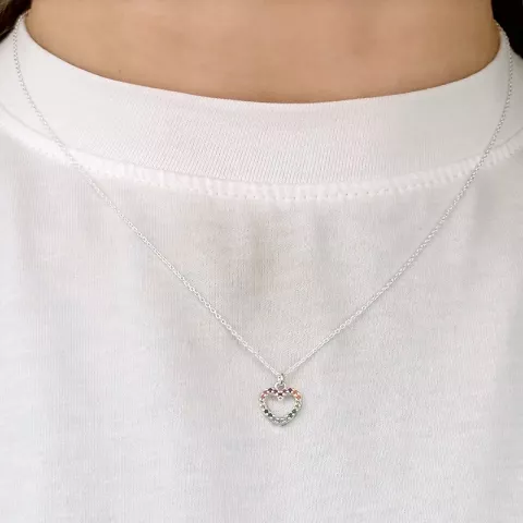 Herz mehrfarbigem Zirkon Halskette mit Anhänger aus Silber