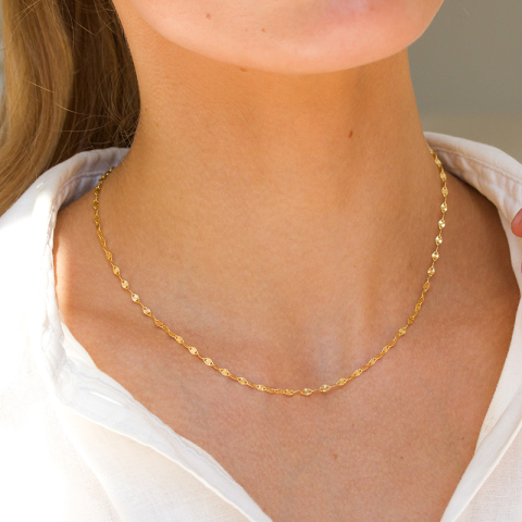 Halskette aus vergoldetem Sterlingsilber 40 plus 5 cm x 2,4 mm