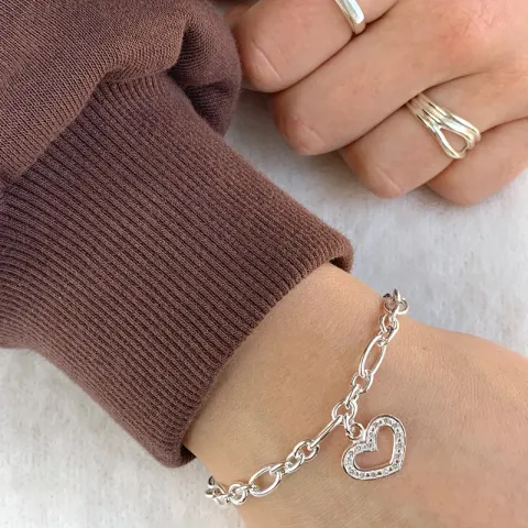 Zirkon Armband aus Silber und Herzförmiger Anhänger aus Silber