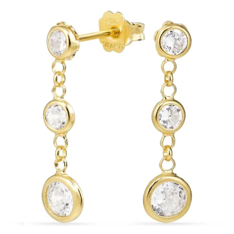 weißem ketten ohrringe in vergoldetem Silber