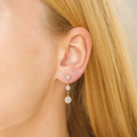 weißem ketten ohrringe in vergoldetem Silber