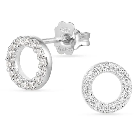 runden weißem Ohrstecker in Silber