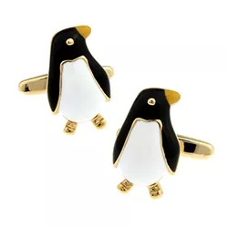 Pinguin Manschettenknöpfe in vergoldetem Edelstahl