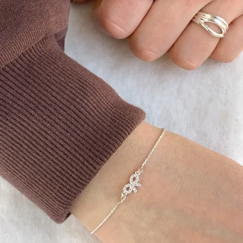 Schleife weißem Zirkon Armband aus Silber