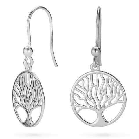 lange Lebensbaum Ohrringe in Silber