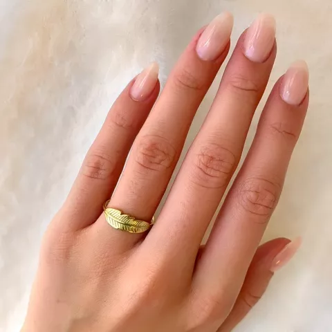 Elegant blatt ring aus vergoldetem sterlingsilber