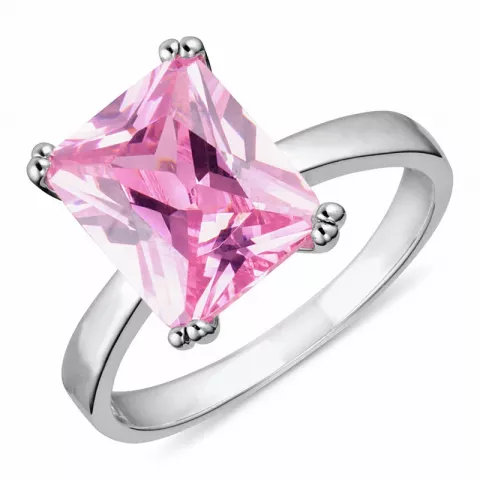 gross rosa Zirkon Ring aus Silber