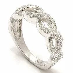 Geflochtenes weißem Zirkon Ring aus Silber