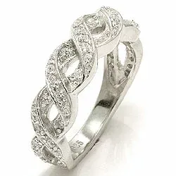 Geflochtenes weißem Zirkon Ring aus Silber