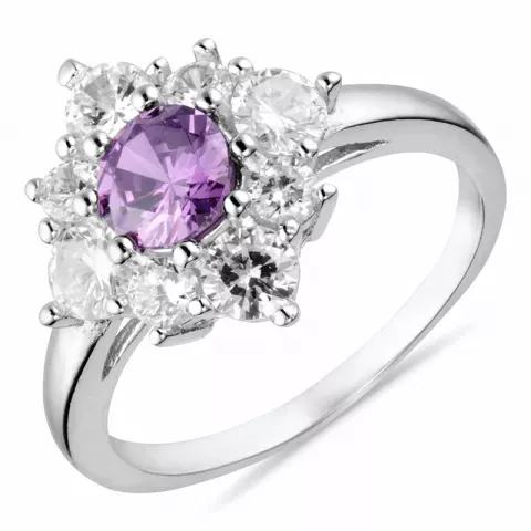 Viereckigem violettem Zirkon Ring aus Silber