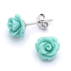 Rose Beauty grünen Ohrstecker in Silber