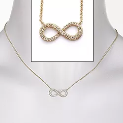Infinity weißem Zirkon Halskette aus vergoldetem Sterlingsilber