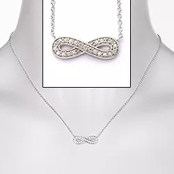 Infinity weißem Zirkon Anhänger mit Halskette aus Silber