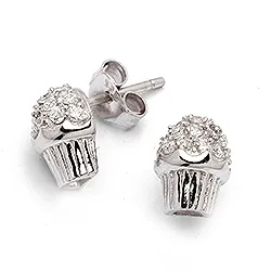 Cup cake Ohrstecker in Silber