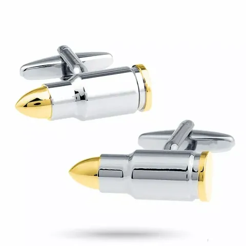 Polierten kugel manschettenknöpfe in stahl mit vergoldetem stahl