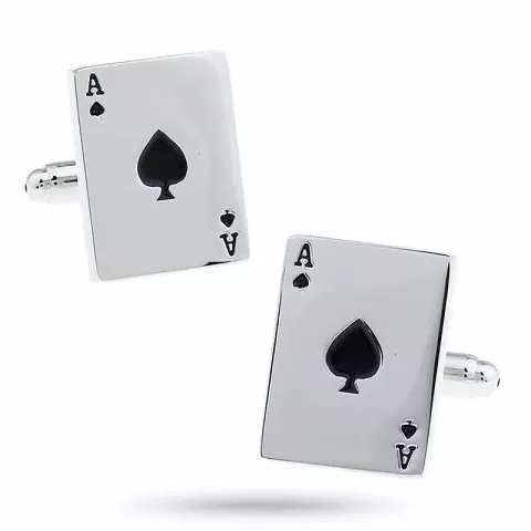 Viereckigem spielkarte manschettenknöpfe in stahl mit schwarzer stahl