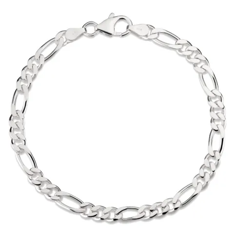 Figaroarmband aus Silber 17 cm x 7,4 mm