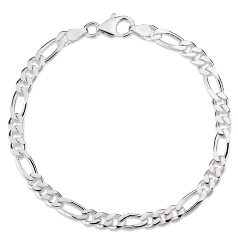 Figaroarmband aus Silber 17 cm x 10,8 mm