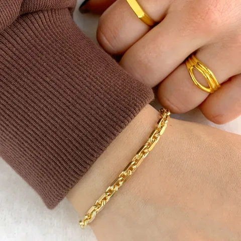 Bnh anker facet armband aus vergoldetem sterlingsilber 17 cm x 4,0 mm