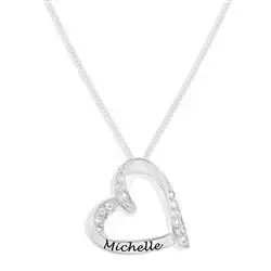 Herz Namenskette mit Anhänger in Silber mit  weißem Zirkon - My Letter
