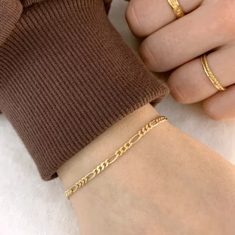 Figaroarmband aus 14 Karat Gold 18,5 cm x 2,8 mm