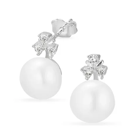 Blumen Perle Ohrringe in Silber