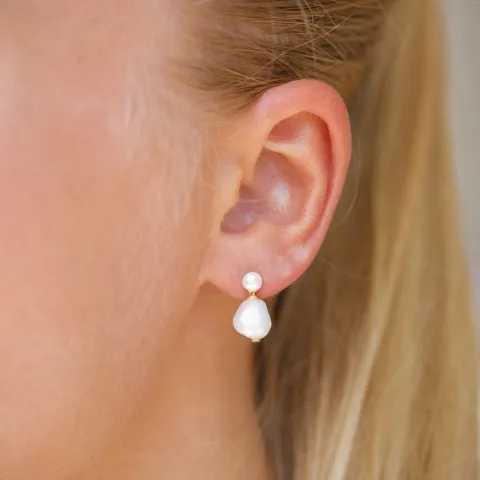 8 - 9 mm Perle Ohrringe in vergoldetem Silber